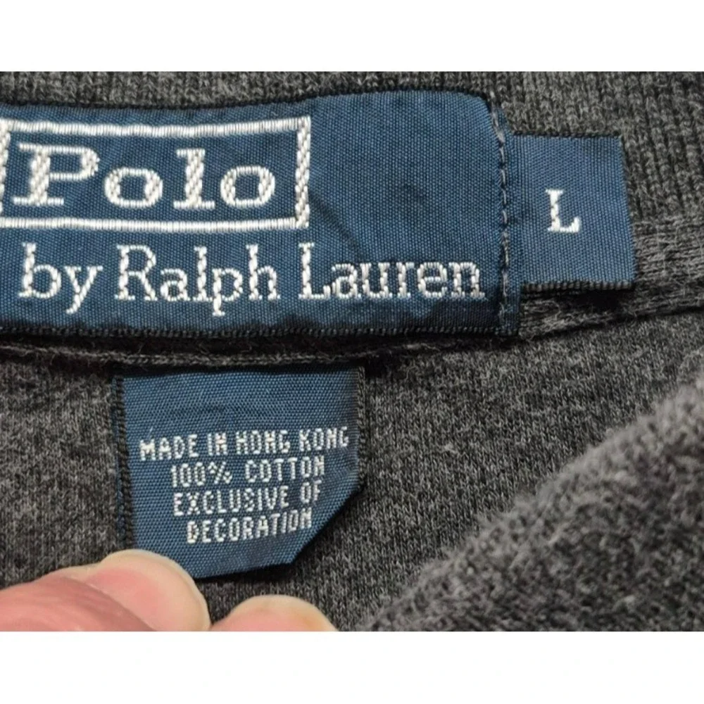 Polo Ralph Lauren‎ men's gray short sleeve polo shirt LG green logo Cotton